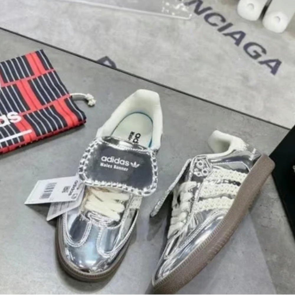 💎🐛☀️Wales Bonner x Samba 'Silver Metallic Gum' 2023 Adidas Sneakers🎅💕😎